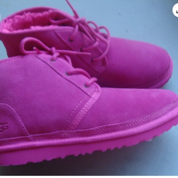 NEW UGG Women's \ Kids Neumel Deep Pink Suede Ankle Boots S\N 1017320K Size US 6 - Picture 3 of 8